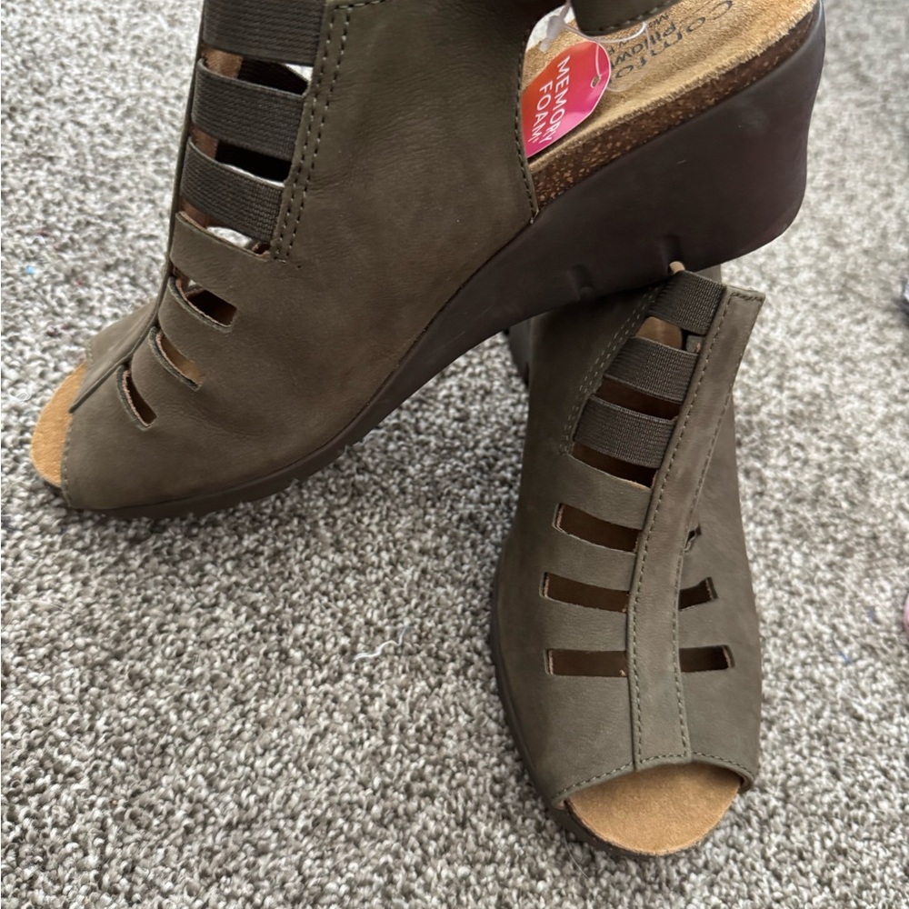 Comfortiva Green Wedge Slip-On Shoes